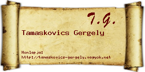 Tamaskovics Gergely névjegykártya